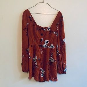 Urban Outfitters Orange Floral Romper Dress